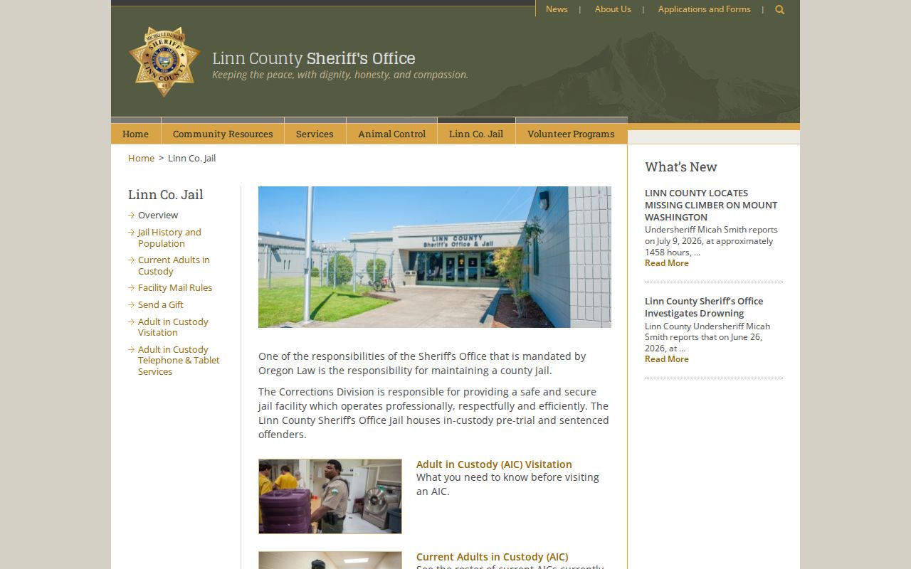Linn County Jail official service overview