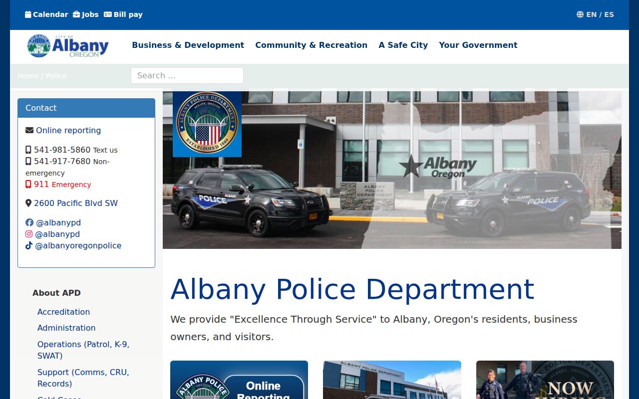 Albany Police Department official records and service hub