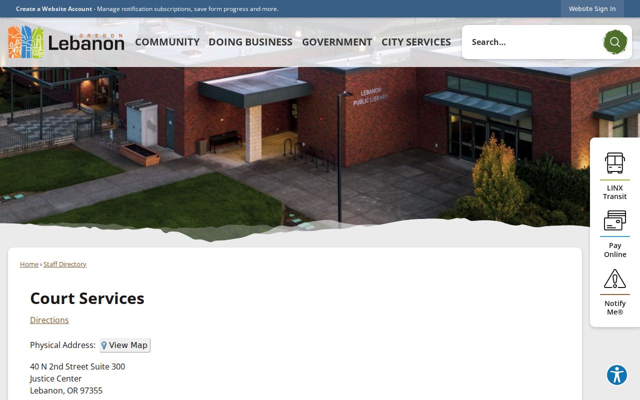 Lebanon Municipal Court official directory for Linn County cases