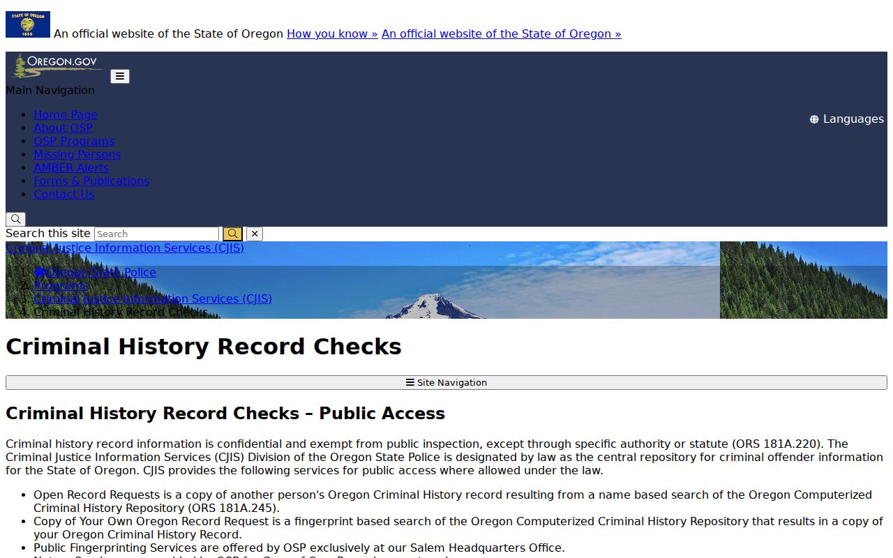 Linn County criminal history Oregon State Police record options
